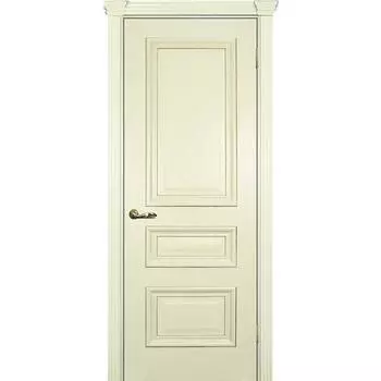 Дверь межкомнатная Текона Фрейм 05 Ясень слоновая кость патина золото глухое 2000х600 мм