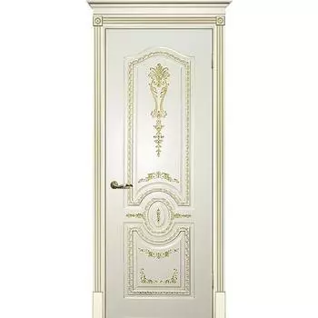 Дверь межкомнатная Текона Смальта 11 Cлоновая кость RAL 1013 патина золото глухое 2000х600 мм