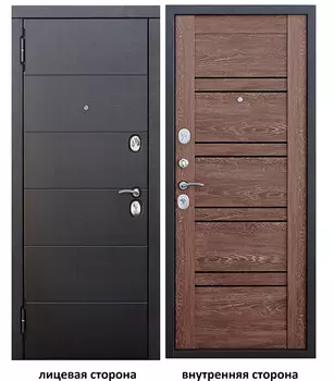 Дверь входная Чикаго Царга левая черный муар - дуб шале корица со стеклом 960х2050 мм