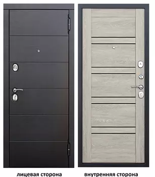 Дверь входная Чикаго Царга правая черный муар - дуб шале белый со стеклом 960х2050 мм