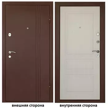 Дверь входная Дверной континент Турин правая медный антик - беленый дуб 860х2050 мм