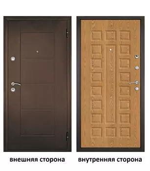 Дверь входная Форпост Квадро правая медный антик - дуб золотой 860х2050 мм