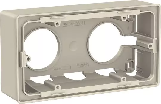 Двухместная коробка для накладного монтажа Schneider Electric Unica Studio бежевый NU800444