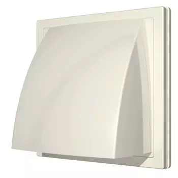 Era 1515К10ФВ D100 150х150 мм, Выход стенной с обратным клапаном с фланцем (ivory)