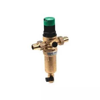 Фильтр сетчатый T-образный латунь Ду 25 Ру25 Тмакс=70 oC G1" НР FK06 с регулятором давления Honeywell FK06-1"AAMBRU