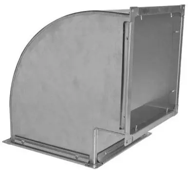 Гамарт 100х100 мм, 90°, Отвод вентиляционный оцинкованный прямоугольный вертикальный угол