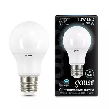 Gauss LED A60 10W E27 4100K, Лампа
