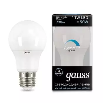Gauss LED A60-dim E27 11W 4100К, Лампа диммируемая