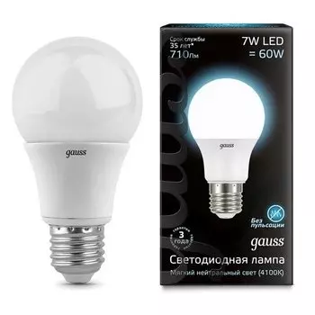 Gauss LED A60 E27 7W 4100K, Лампа