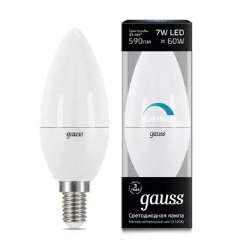 Gauss LED Candle-dim E14 7W 4100К, Лампа диммируемая