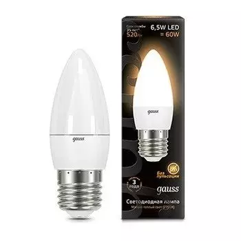 Gauss LED Candle E27 6.5W 2700К, Лампа