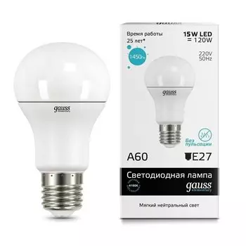 Gauss LED Elementary A60 15W E27 4100K, Лампа