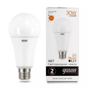 Gauss LED Elementary A67 30W E27 3000K, Лампа