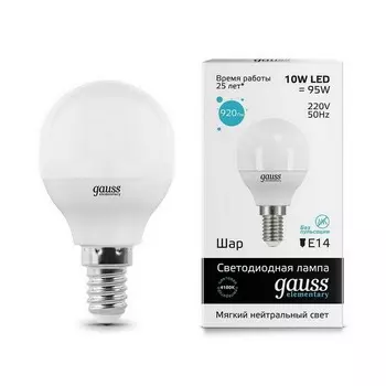 Gauss LED Elementary Globe 10W E14 4100K, Лампа