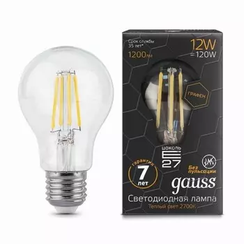 Gauss LED Filament Graphene A60 E27 12W 2700К, Лампа