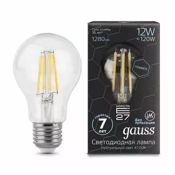 Gauss LED Filament Graphene A60 E27 12W 4100К, Лампа
