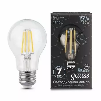 Gauss LED Filament Graphene A60 E27 15W 4100К, Лампа
