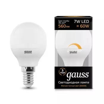 Gauss LED Globe-dim E14 7W 3000К, Лампа диммируемая