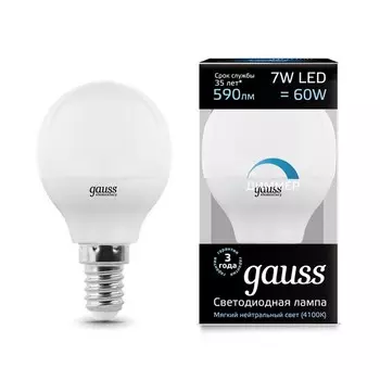 Gauss LED Globe-dim E14 7W 4100К, Лампа диммируемая