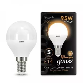 Gauss LED Globe E14 9.5W 3000K, Лампа