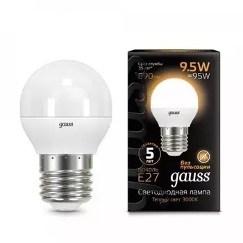Gauss LED Globe E27 9.5W 3000K, Лампа