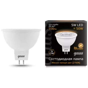 Gauss LED MR16 GU5.3 5W 12V 2700K, Лампа
