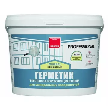 Герметик акриловый Neomid Mineral Proffesional межшовный белый 15 кг
