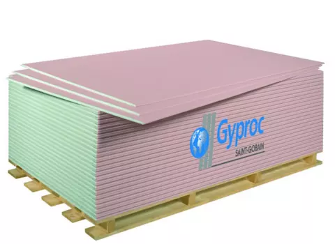 Гипсокартон огнестойкий ГКЛО Gyproc 2500х1200х12.5 мм