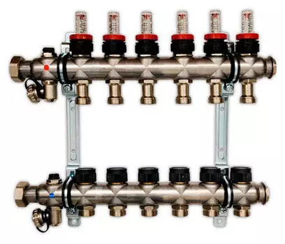 Гребенка для напольного отопления c ротаметрами Oventrop Multidis SF на 6 контуров