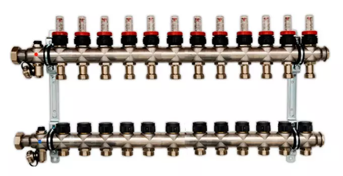 Гребенка для напольного отопления c ротаметрами Oventrop Multidis SF на 12 контуров