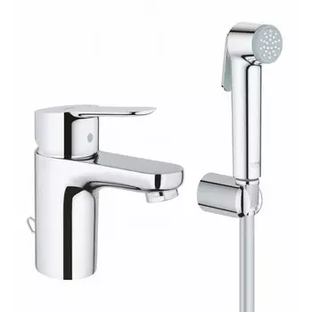 Grohe 23 757 000 BauEdge Смеситель для раковины 78 мм, гладкий, с гигиеническим душем