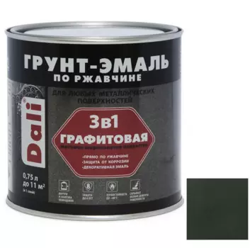 Грунт-эмаль по ржавчине Dali 3 в 1 графитовая зелёная 0,75 л