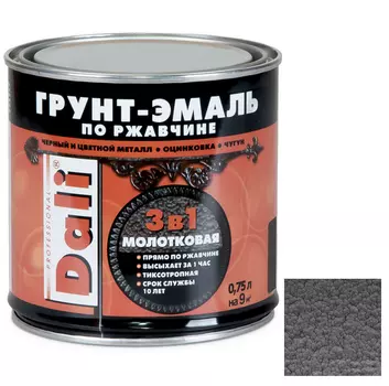 Грунт-эмаль по ржавчине Dali 3 в 1 молотковая серая 0,75 л