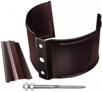 Хомут Grand Line RAL 8017 (коричневый), 125/90 мм, водосточной трубы на кирпич