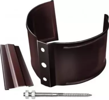 Хомут Grand Line RAL 8017 (коричневый), 150/100 мм, водосточной трубы на кирпич