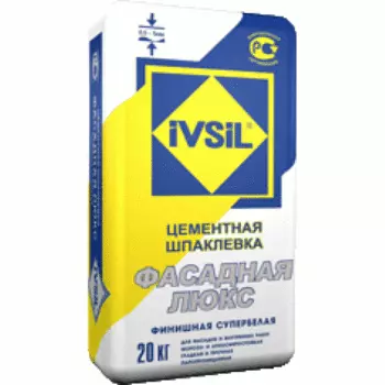 Ivsil Люкс 20 кг, Шпатлевка цементная финишная Фасадная (белая)