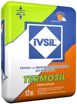 Ivsil Termosil, 12 кг, Штукатурка цементная теплоизоляционная