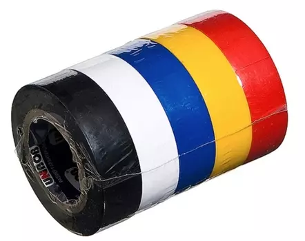 Изолента ПВХ Unibob 15 мм комплект из 5 цветов 10 м