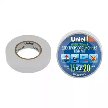 Изолента ПВХ Uniel UIT-135P 15 мм белая 20 м