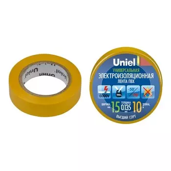 Изолента ПВХ Uniel UIT-135P 15 мм желтая 10 м