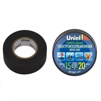 Изолента ПВХ Uniel UIT-135P 15 мм черная 20 м