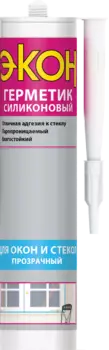 ЭКОН, 280 мл, Герметик силиконовый Для окон и стекол прозрачный