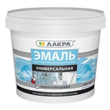 Эмаль акриловая Лакра универсальная полуглянцевая 0.9 кг