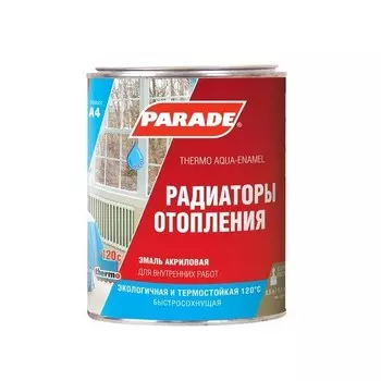 Эмаль акриловая Parade Classic A4 Радиаторы отопления термостойкая полуматовая белая 0.9 л
