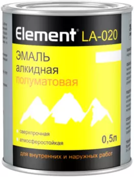 Эмаль алкидная полуматовая сверхпрочная атмосферостойкая Alpa Element LA-020 500 мл