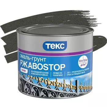 Эмаль-грунт Текс РжавоStop Профи молотковая черная 0.5 кг
