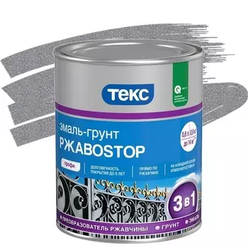Эмаль-грунт Текс РжавоStop Профи молотковая серебристая 0.9 кг