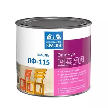 Эмаль Ленинградские краски ПФ-115 Оптимум белая глянцевая 1.9 кг
