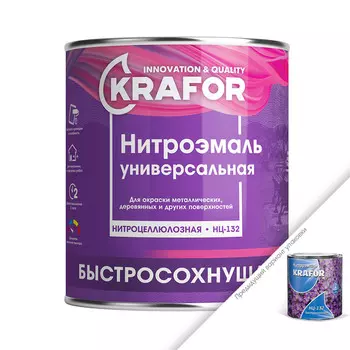 Эмаль НЦ-132 белая 0,7 кг (14) "Krafor"
