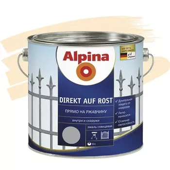 Эмаль по ржавчине Alpina Direkt auf Rost гладкая RAL 1015 слоновая кость 2.5 л